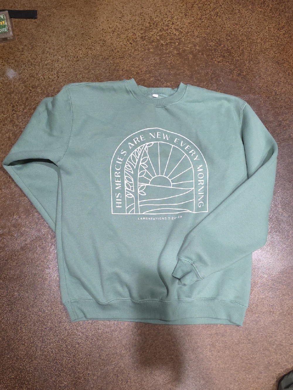 Chrisian Sage Green Graphic Crewneck Sweatshirt - Unbranded